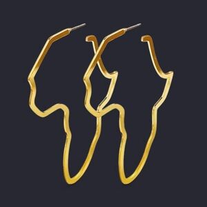 Unique Gold Plated Continent Hoop Earrings